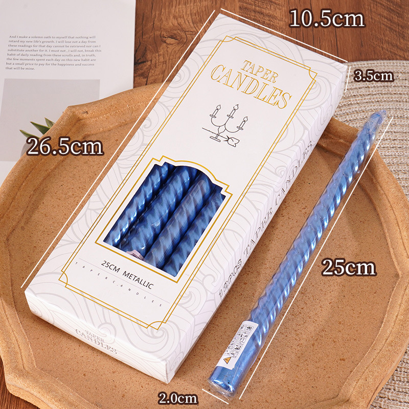 Electroplated threaded long pole candle European style colorful pole wax romantic candlelight dinner decoration wedding cross-border Amazon