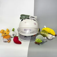 Симпатичные шлем декоративные овощи фрукты плюшевые куклы кукла мотоцикл полушлем декоративная наклейка умный человек быстро снять наклейку