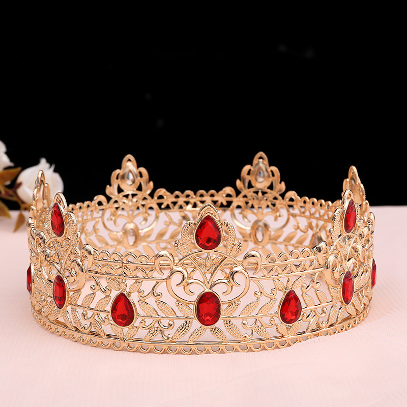 Los hombres de oro rey corona tocado adulto cumpleaños corona Halloween etapa ópera rendimiento unisex