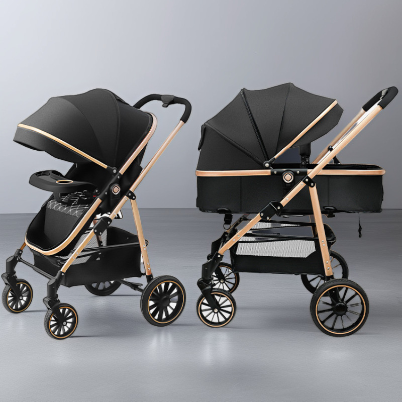 Baby Stroller with High View, Can Sit and Lie Down, Foldable Two-Way All-Season Shock-Absorbing Baby Stroller, Lightweight Stroller