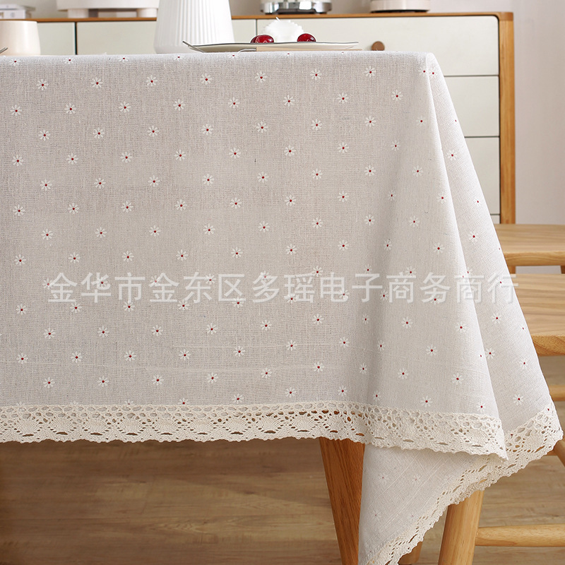 Cross-border Rectangular Tablecloth Outdoor Tablecloth Pastoral Fresh Household Tablecloth Plaid Cotton Linen Tablecloth Round