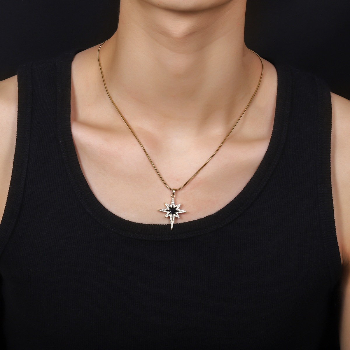 Eight-pointed Star Pendant Necklace For Men In Silver Tone_voghion.com