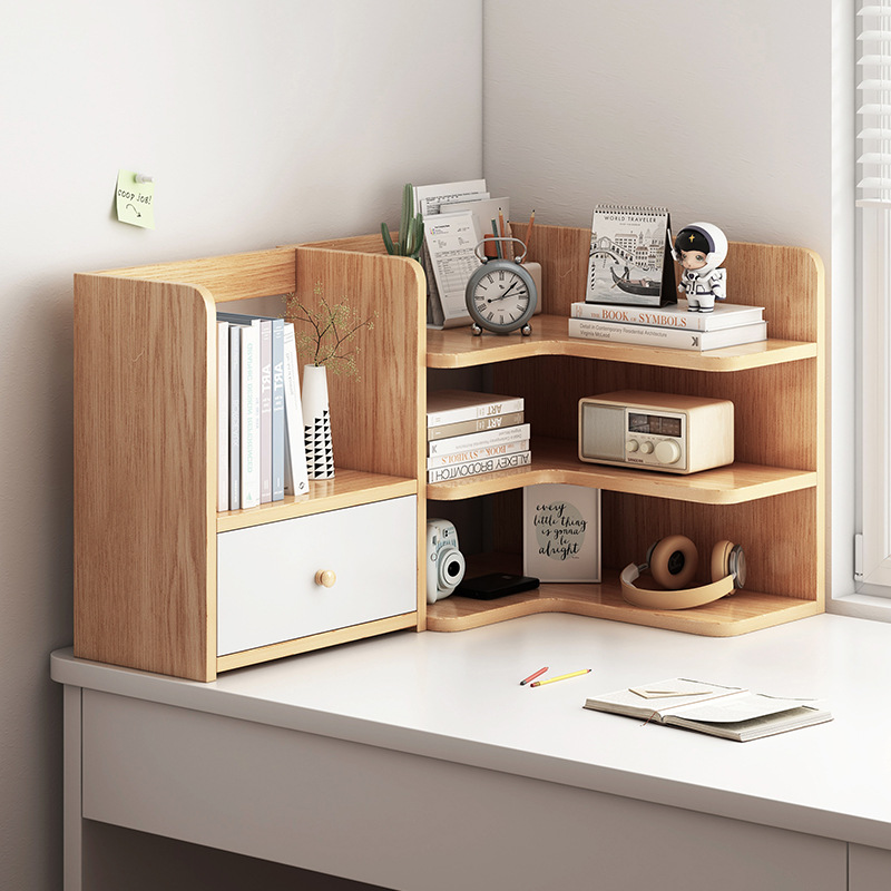 Estantería de escritorio Estante de escritorio para estudiantes Estante de almacenamiento Armario de almacenamiento de cosméticos Estante de escritorio Estante de trabajo Estante de trabajo Estante de libros de esquina