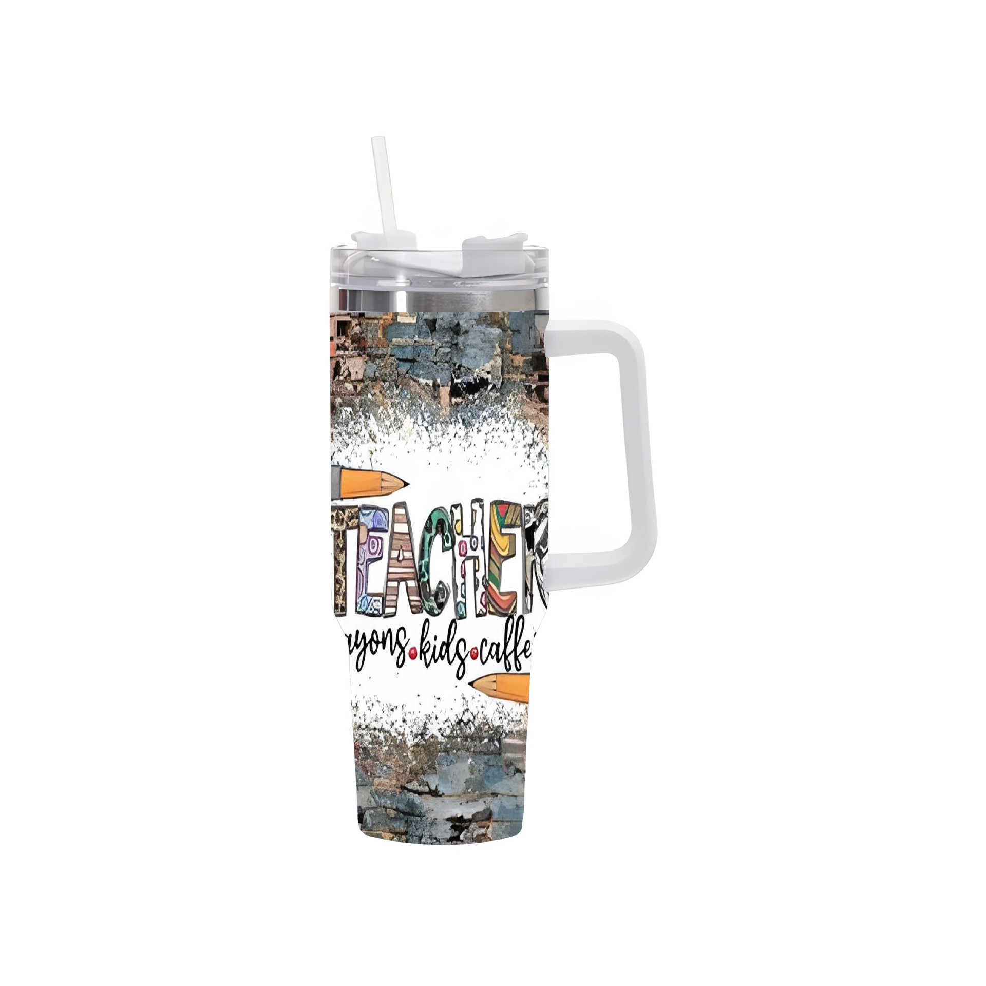 Vaso térmico de acero inoxidable con aislamiento al vacío de 40 oz, para automóvil, de gran capacidad, con impresión UV de diseño 5D, para viajes transfronterizos.
