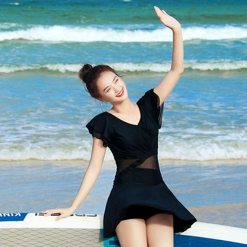 2025 новый купальник для женщин, консервативный сказочный стиль, закрывающий живот, утягивающий цельный купальник с консервативной юбкой, модный купальник на горячую весну и лето