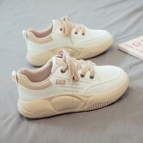 2024 Spring White Shoes Women's Shoes New Internet Celebrity Thick-soled Height-increasing Shoes Soft-soled Casual Mom Shoes Spring and Autumn