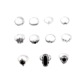 New jewelry personality black gem elephant Lotus Crown Cross 11-piece set ring