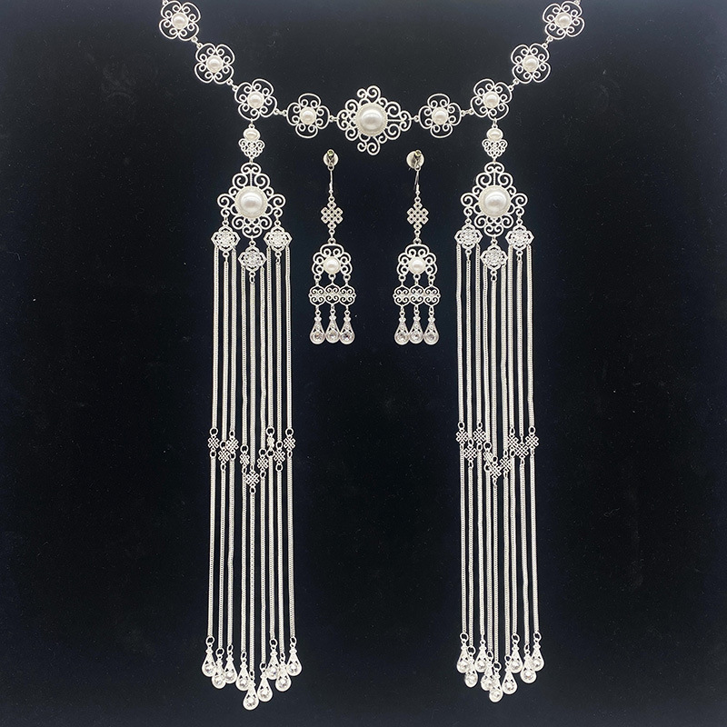 Ethnic Style Turquoise Chest Hanging Alloy Imitation Silver Mongolian Elements Mongolian Robe Special Accessories Retro Clothing