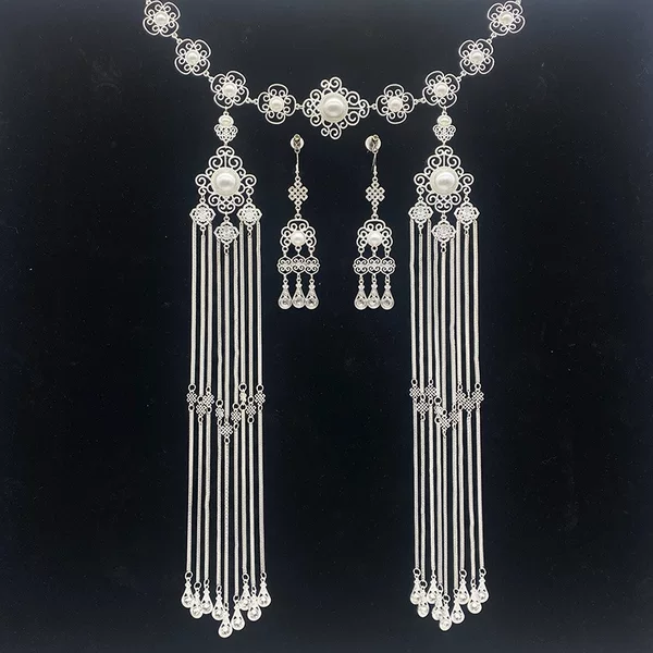 Ethnic Style Turquoise Chest Hanging Alloy Imitation Silver Mongolian Elements Mongolian Robe Special Accessories Retro Clothing