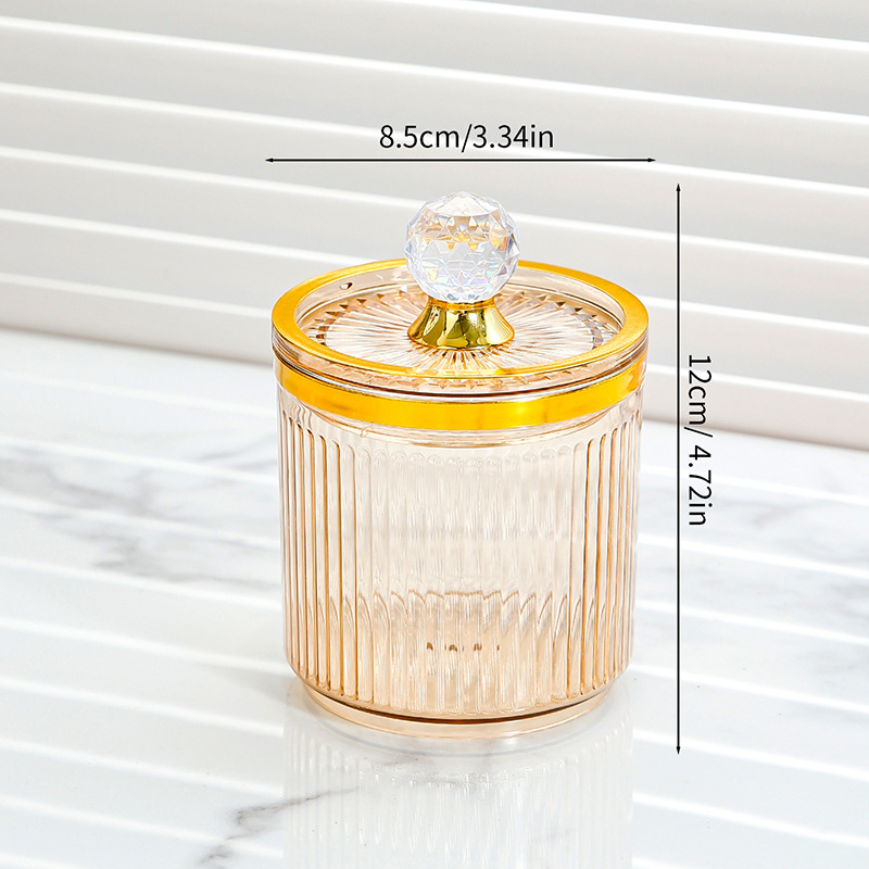 Caja de almacenamiento de hisopo de algodón tocador de escritorio para el hogar tubo de acrílico de plástico transparente a prueba de polvo con tapa Luz Portátil de lujo de alta gama