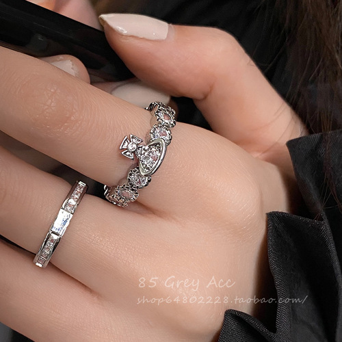  young luxury temperament super flash zircon detachable ring women's trendy open index finger ring fashion ring