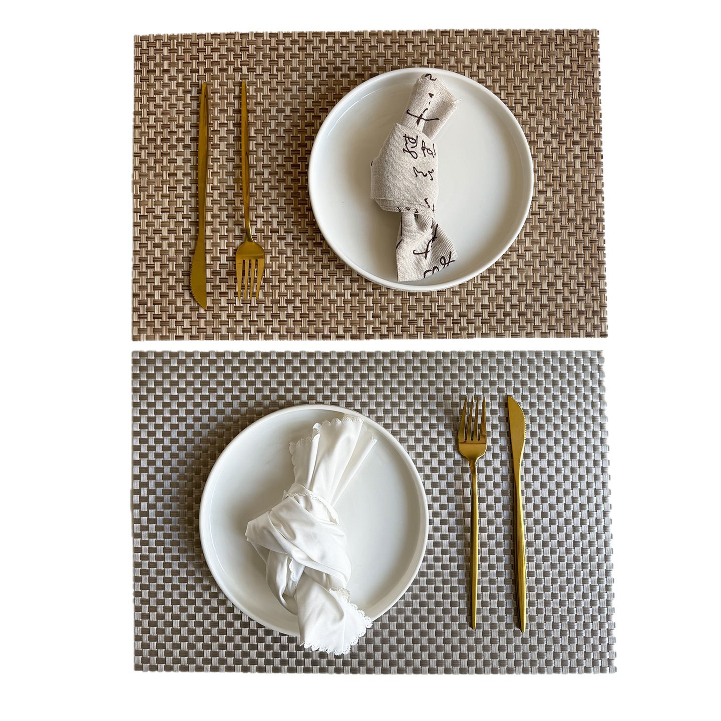 Cojín de comedor de PVC Teslin 8x8 espesar cojín de platos de comedor occidental alojamiento de mesa de hotel transfronterizo cojín de taza de té de lujo ligero oro