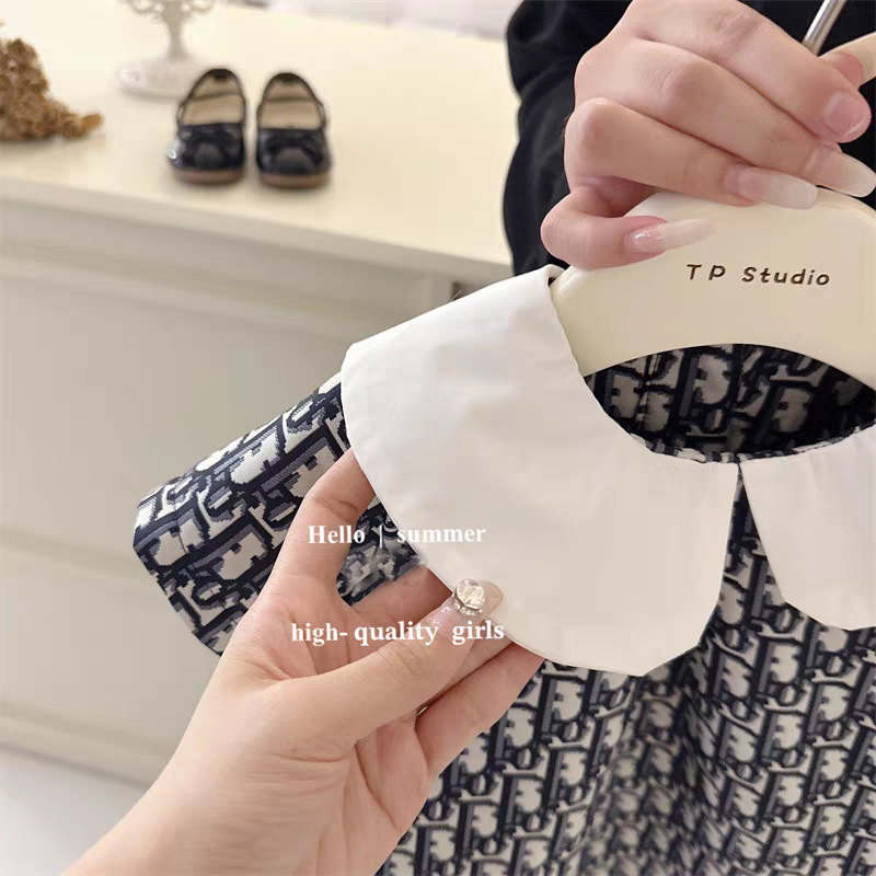 Limón salado siete bebés niñas 25 verano nuevo estilo bebé estilo occidental gran nombre muñeca cuello jacquard solapa vestido de moda