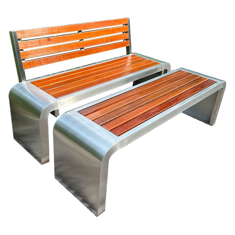Парковый стул из нержавеющей стали на открытом воздухе скамейка антикоррозийный пластик дерево Открытый Длинный табурет общественный двор Парк Длинный табурет для отдыха