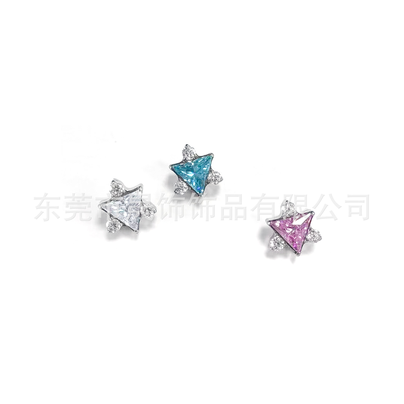 F136 Titanium Alloy 三角 Flower Cubic Zirconia Ear Stud G23 Titanium Internal Thread Cubic Zirconia Labret Stud Ear Stud Piercing Jewelry 头