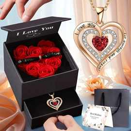 跨境ozon俄罗斯爆款诞生石项链女玫瑰金生辰石爱心吊坠百搭锁骨链