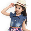 Summer denim skirt, fashionable dress, floral print, suitable for teen, Korean style