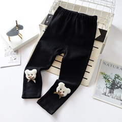 兩用檔小童打底褲80-120碼長褲寶寶褲子秋款童褲新款可愛磨毛小熊