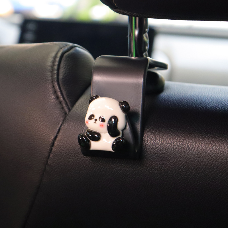 Gancho negro para automóvil Gancho panda de resina asiento trasero asiento para automóvil interior de automóvil asiento trasero creativo