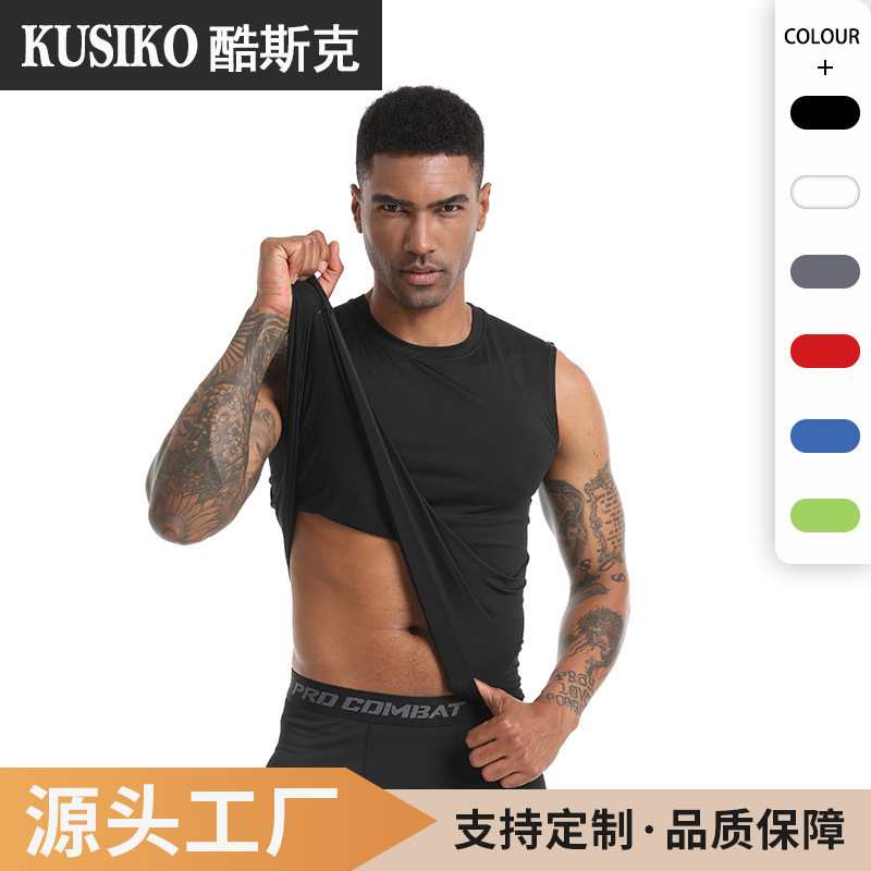 Cross-Border Men's Tight Training Pro Sports Running Outdoor Fitness Basketball Football High Elastic Bottoming Quick-Drying Vest