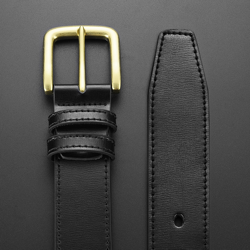 Cinturón casual para hombres hebilla de aleación de zinc sólido hebilla de Cinturón de piel de vaca de dos capas hebilla dorada estilo clásico Retro