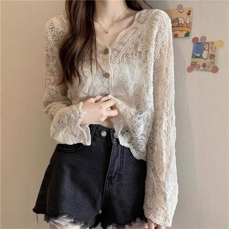 Shawl Summer with Sling Skirt Lace Cardigan Blouse Very Fairy Thin Sunscreen Super Fairy Women's Top