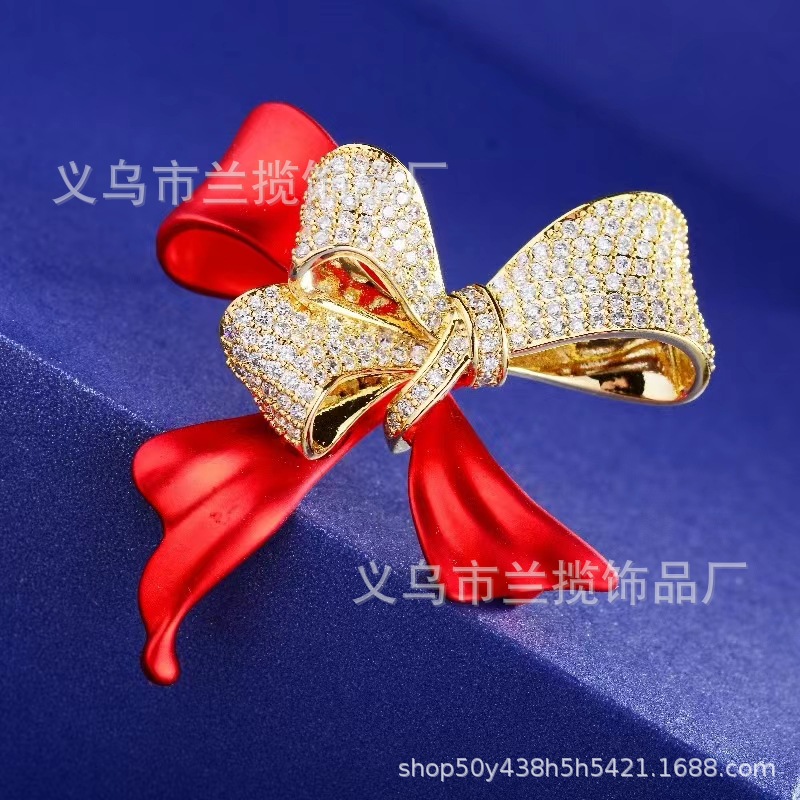 (2개) 레드 더블 레이어 RHINESTONE BROOCH 여성용 재킷 세트 코트 CORSAGE 고정 핀 옷 올 매치 브로치 쥬얼리