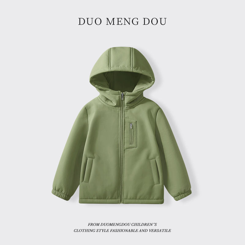 Hombres y niñas de alpaca y chaqueta de terciopelo para niños con chaqueta encapuchada de color sólido para niños mayores para engrosar la ropa de invierno cardigan al por mayor