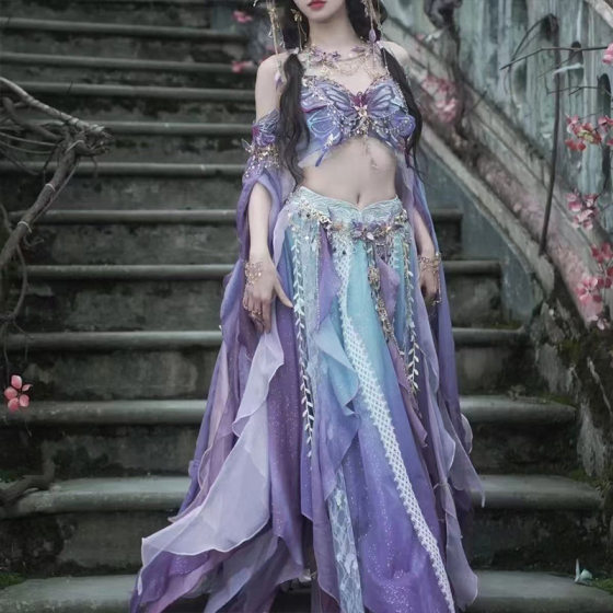 Butterfly Strapless Hanfu suit Exotic Costume Summer Photo Embroidery Tour Shooting Elf Fairy Costume