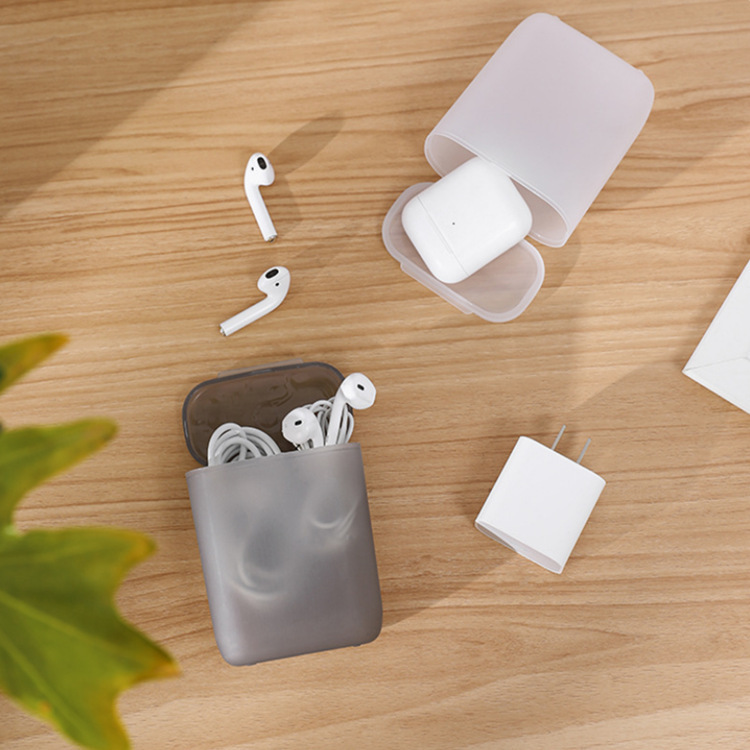 Caja de almacenamiento de cable de datos de teléfono móvil portátil Caja de almacenamiento de cargador de auriculares con caja de almacenamiento de artículos diversos de joyería de cajón con tapa