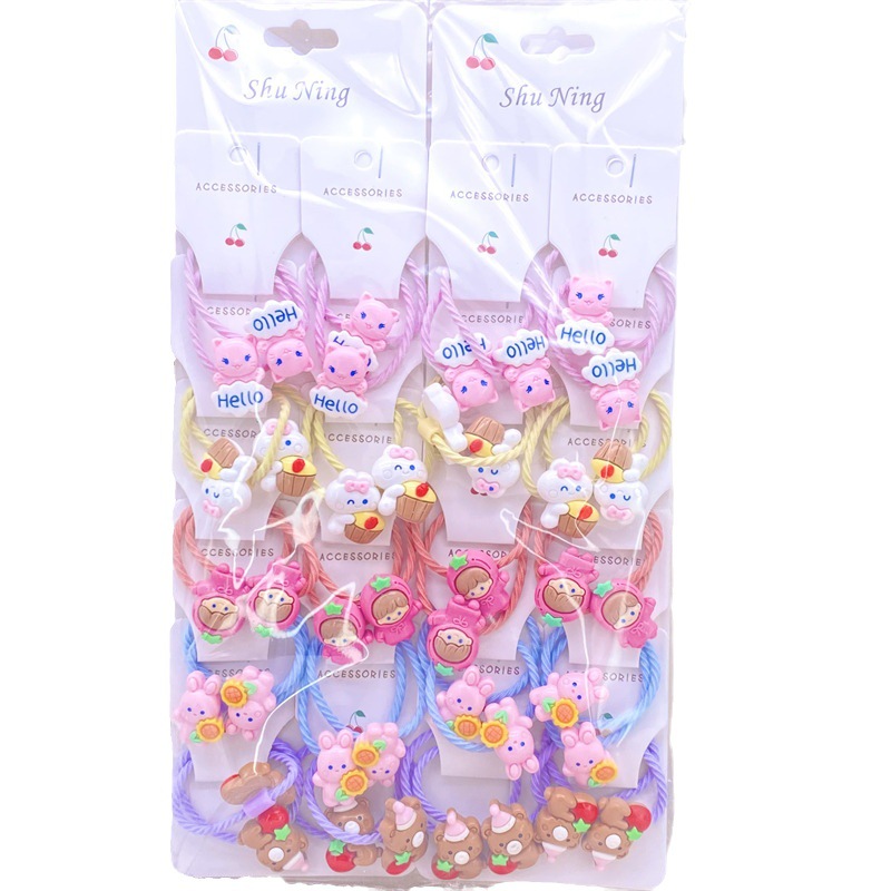 Anillo de pelo para niños hilo de galvanoplastia punto diamante anillo de pelo de conejo goteo banda de goma de aceite dos yuanes tienda accesorios para el cabello accesorios para la cabeza suministro de accesorios