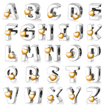 嘉人新款26英文字母合金电镀串珠 diy大孔珠饰品配件合金蛇骨链珠