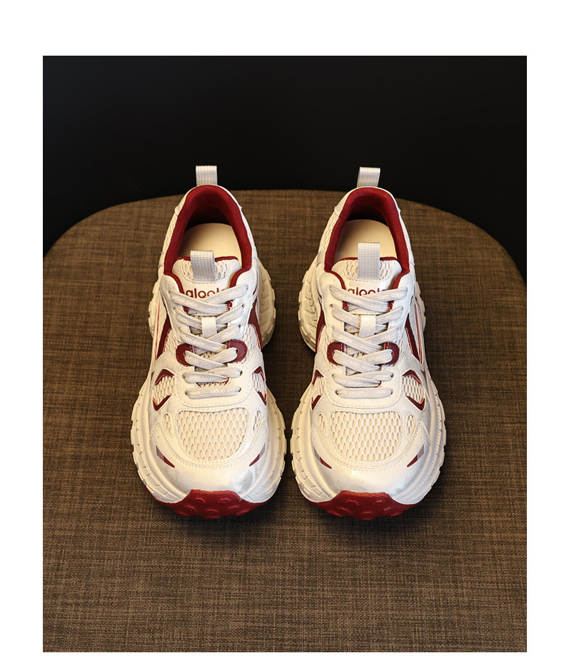Giày thể thao nữ đế dày tăng chiều cao, phong cách dad sneaker, lưới thoáng khí — xanh lam chi tiết 18
