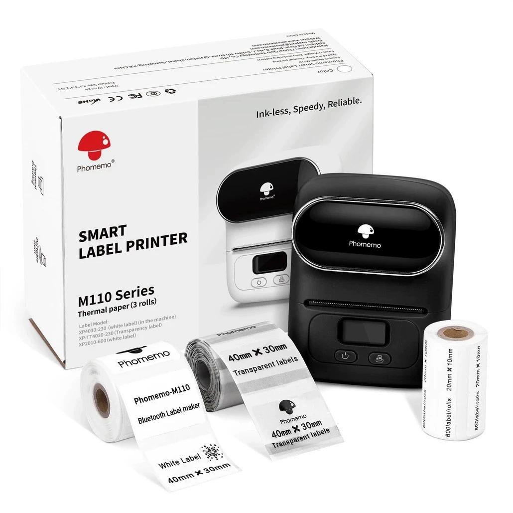 Handheld Phomemo M110/M150/M220 Thermal Label Printer, Portable Bluetooth, 20–75 mm