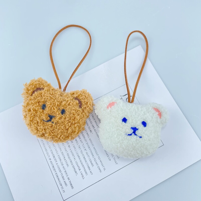 Cartoon Bear Plush Toy Name Tag Pendant for Kids, Ins-Style Plush Decoration Doll Keychain Bag Charm Trendy Toy