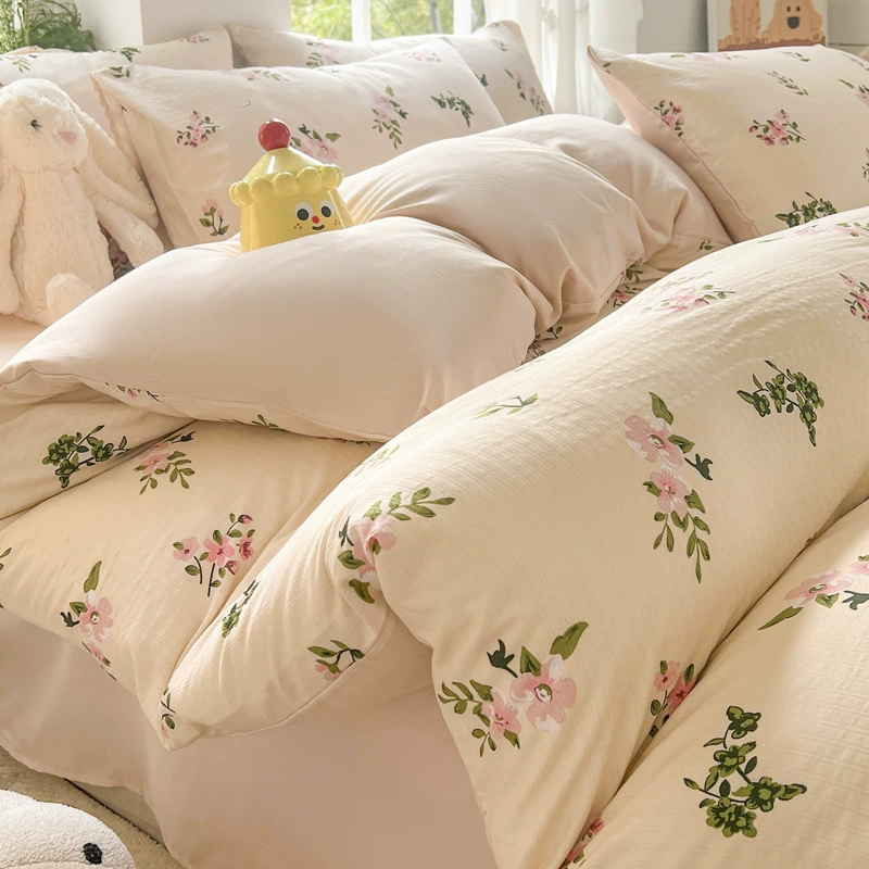Duvet cover set double-layer, student bedding 3/4-piece — floral designs, multiple sizes
