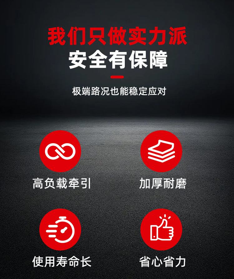 Heavy-duty tow rope for off-road vehicles, safe for self-driving, 20 tons capacity, extra-thick and strong, for emergency rescue and towing trucks and cars