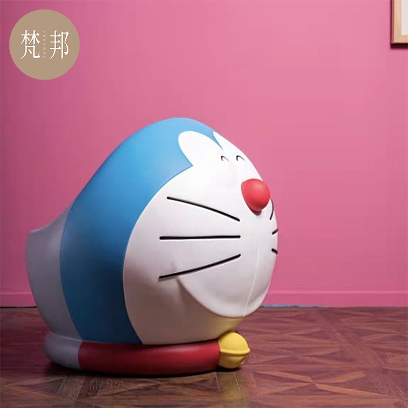 现货哆啦梦座椅 沙发椅 玻璃钢卡通可爱机器猫椅子网红ins沙发凳
