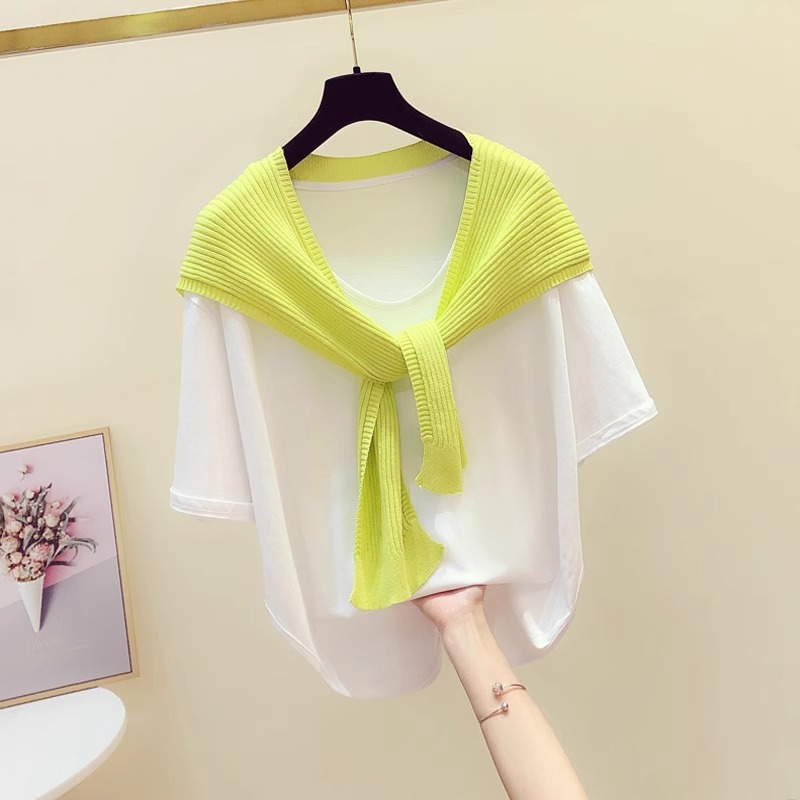 Trendy Knitted Shawl for Women, 2026 Spring New Style, Shoulder Wrap, Internet Celebrity Style, Knotted Neck Protector, Fake Collar, Neck Scarf
