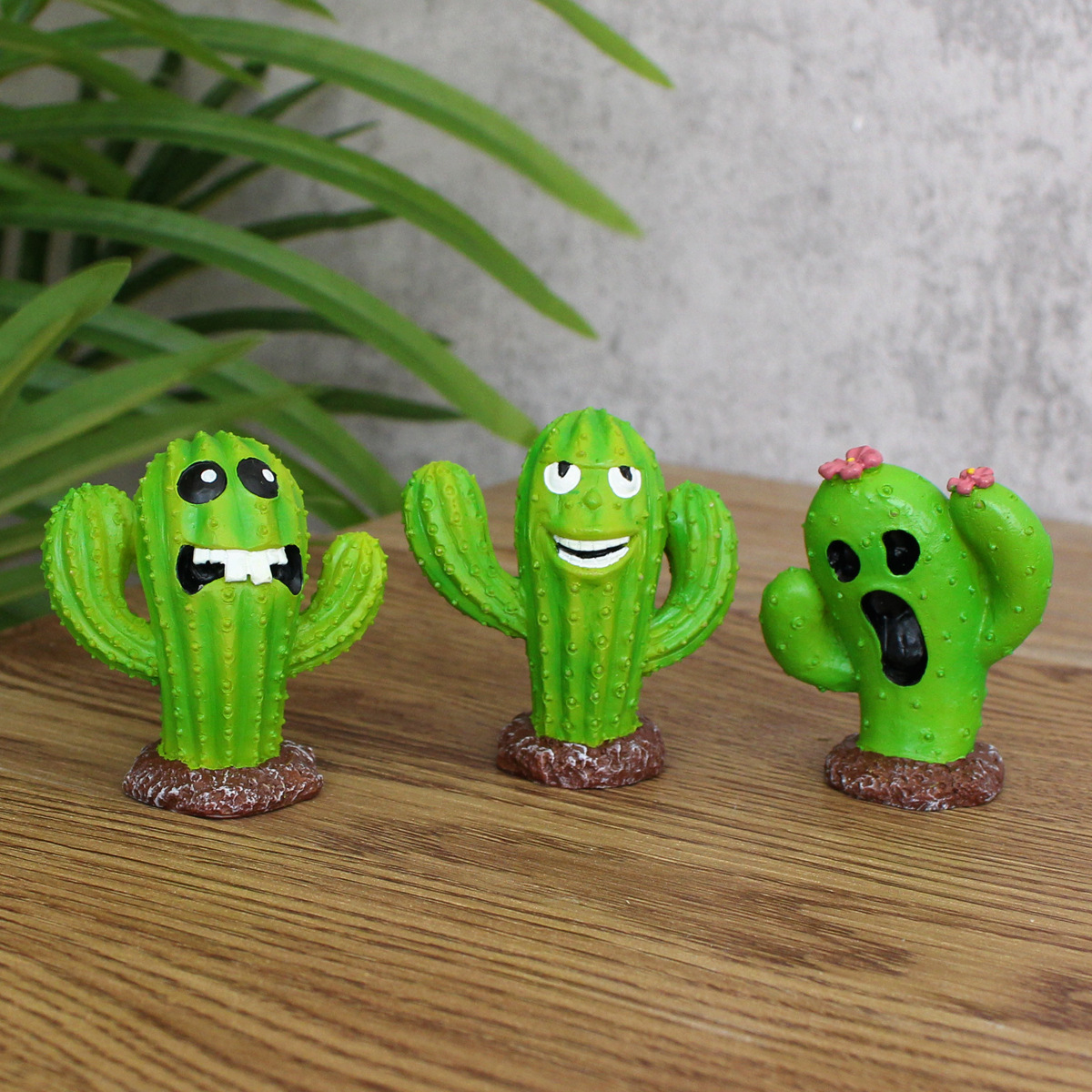 Garden Cactus Monster Set Three Small Ornaments Flower Bonsai Ornaments Fleshy Moss Micro Landscape World Landscape