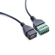 USB2.0母免焊接转接线电脑电视数据传输充电加长延长线5P端子插头