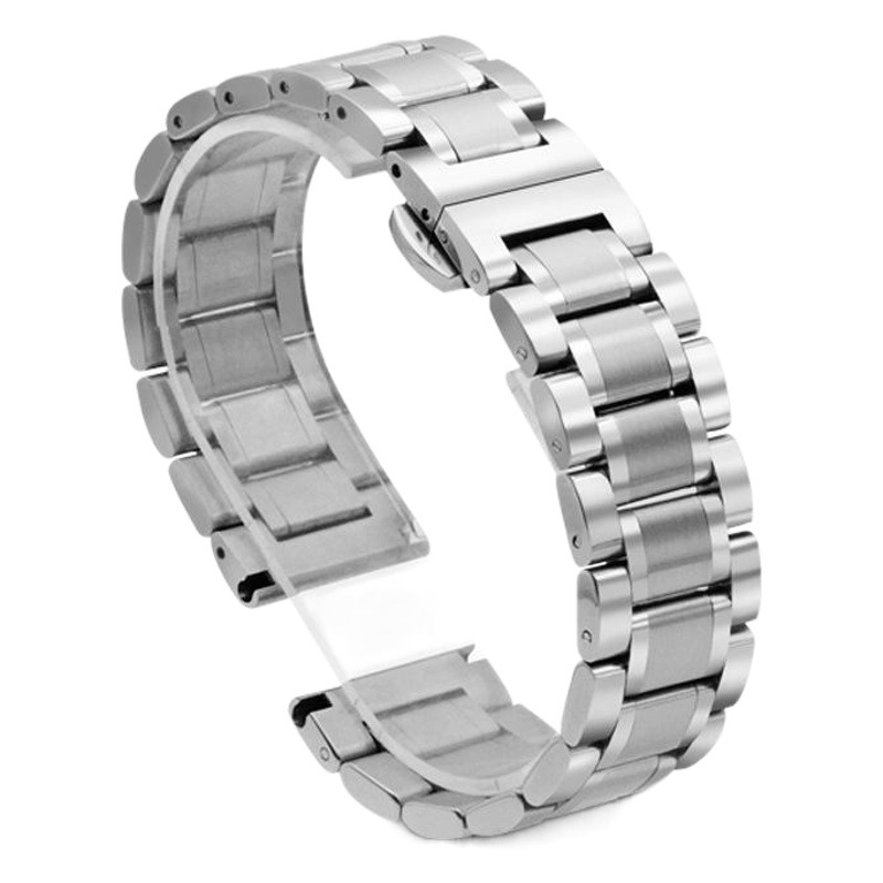 Five-Bead Solid Butterfly Buckle Watch Strap/Suitable for Famous Brands Apple, Samsung, Huawei 304 Stainless Steel Watch Strap