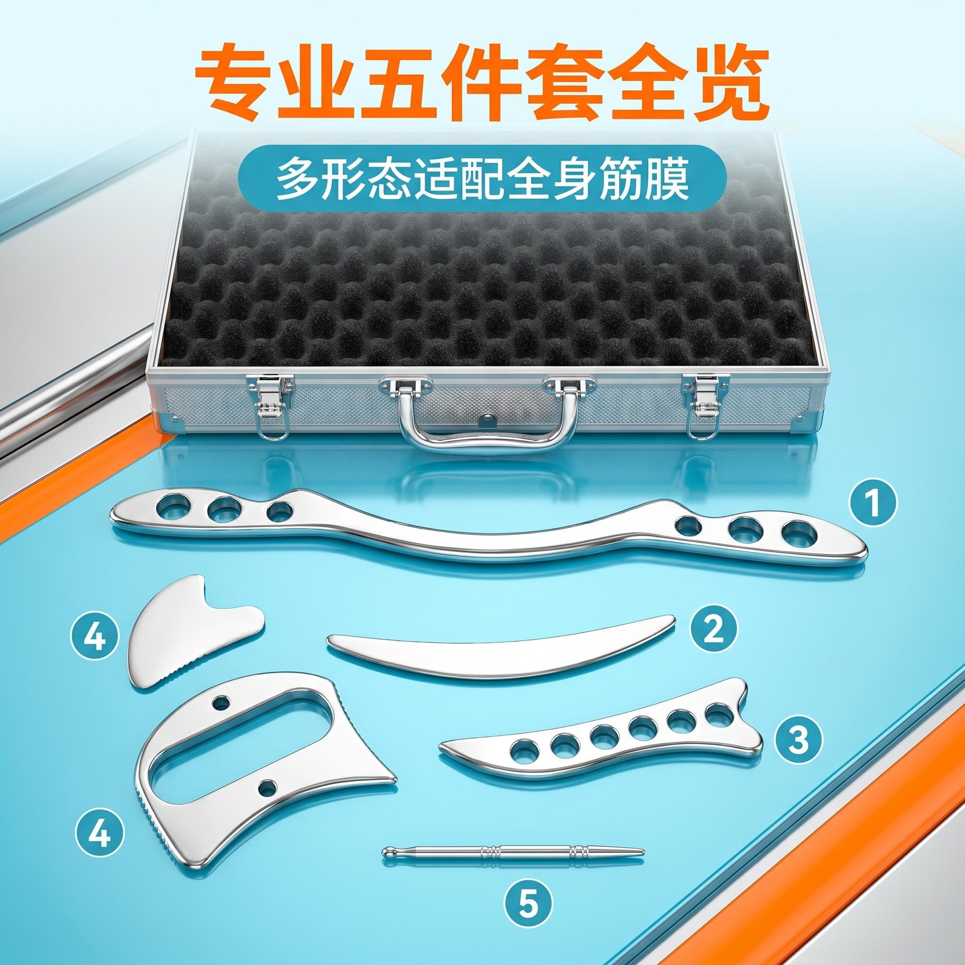 Juego de Cuchillos de Fascia Set de 6 Piezas de Acero Inoxidable para Masaje de Salud y Fitness
