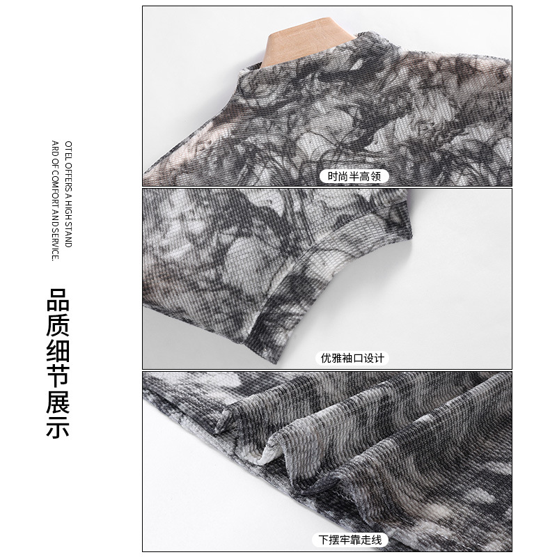 Camiseta de cuello alto de las mujeres 2023 nuevas mujeres europeas de malla impresa estilo occidental pequeña camisa elegante chaleco sin mangas image 5