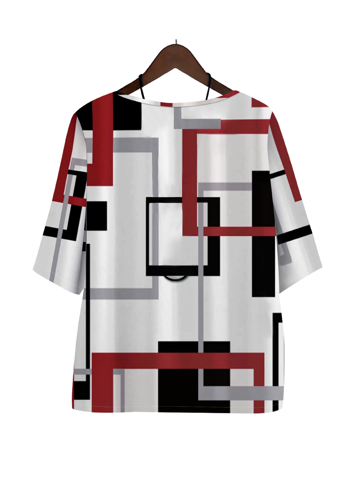 GraceChic GraceChic GraceChic Europäische und amerikanische grenzüberschreitende, heiß begehrte Plus-Size-Damen-Freizeitkleidung mit geometrischem Print, Kurzarm + einfarbige Hose_voghion.com