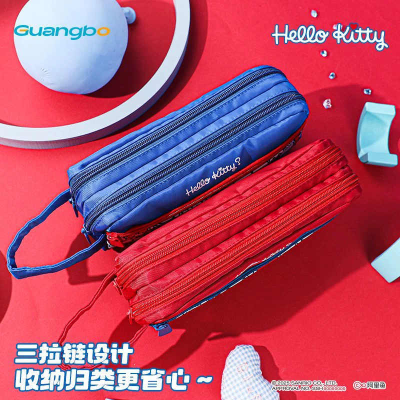 广博 Sanrio, hello kitty, genuine stationery, handheld chain with zipper, pencil case for elementary school students, organizer bag