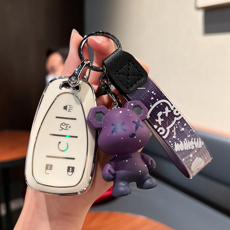 시보레 H-스마트 5 키 [싱글 쉘 화이트] + 퍼플 난폭한 곰 펜던트