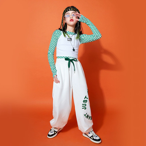 Girls kids hiphop rapper gogo dancers dance outfits Jazz dance costumes for children cheerleading performance uniforms hip-hop dance clothes for Baby