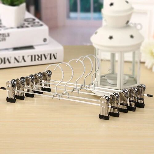 Trouser Clip Non-slip adjustable stainless steel retractable children's clothes hanger trouser rack sock clip trouser belt clip storage rack