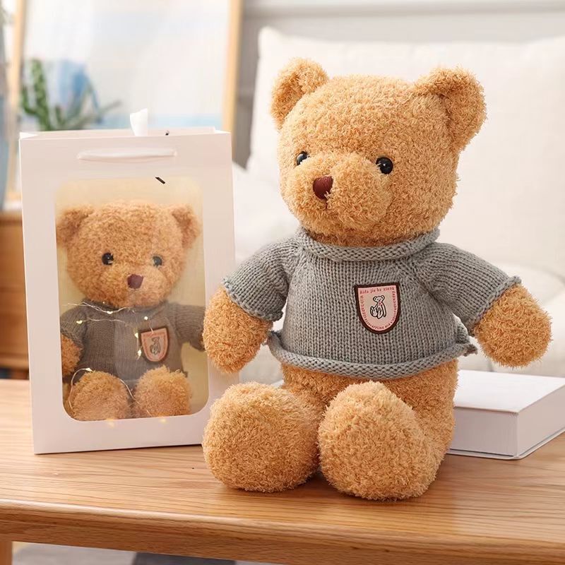 Little Bear Doll Wholesale Sweater Teddy Bear Doll Plush Toy Pillow Cloth Baby Wedding Gift Valentine's Day Gift